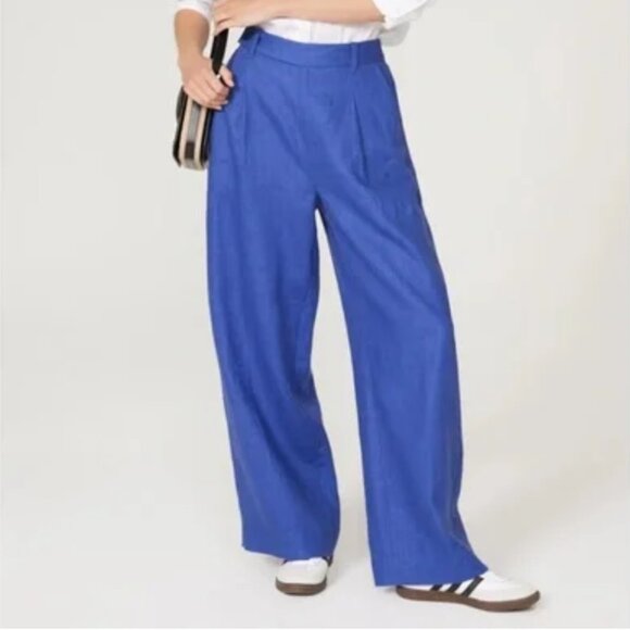 Madewell Blue Linen Pants Size 4 - Picture 2 of 8
